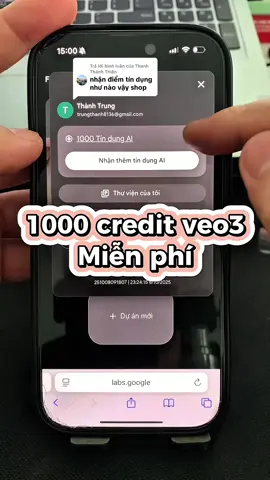 Trả lời @Thanh Thánh Thiện cách nhận 1000 credit (điểm tín dụng) miễn phí nhé #veo3 #credit #mienphi #thanhkme #gemini 