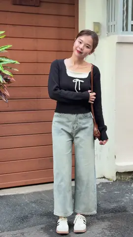 Quần jean suông ống đứng form suông cho mấy bà nấm lùn m50 #ledaquanjean #quanjeannamlun #quanjeanongsuong #myoutfit #OOTD 