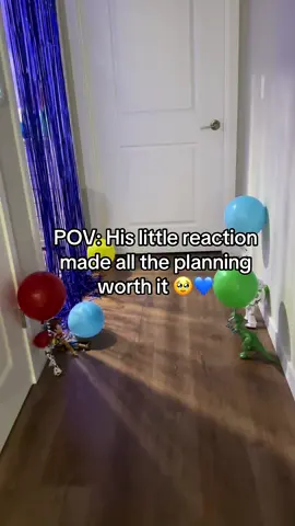 I can't believe I have a 2 year old I got this amazing idea from a TikTok my sons reaction made all the planning worth it.  #toystory #2yearold #toddlermom #toinfinityandbeyond #toddlerbirthday 