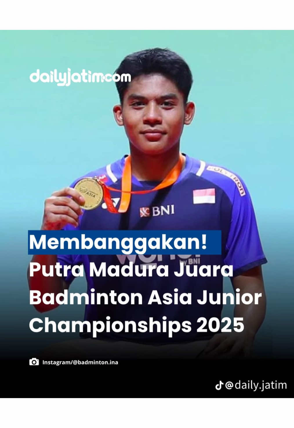 Membanggakan : Putra sampang Madura Juara Badmintol Asia Junior Championships 2025  #beritatiktok #trending ##badmintolplayer #bulutangkis #badmibtolindonesia #pbsi #sampang #Madura #Radarmadura #beritasampang #Mohzakiubaidillah 