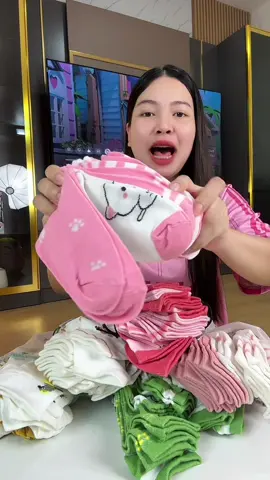 นุ่มลื่นใส่สบายลายน่ารัก#ถุงเท้า #ถุงเท้าข้อสั้น 