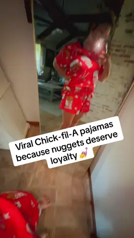 I said I wanted cozy pajamas… not a whole Chick-fil-A personality 🤭 #funnychickfilamerch #chickfilapajamas #viralfinds #tiktokfinds #tiktokshopblackfriday 