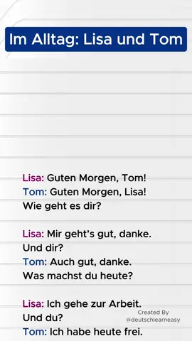 Deutsch lernen :Im alltag Lisa und Tom! #Deutschlernen #DeutscheSprache #GermanVocabulary #DeutschFürAnfänger #LerneDeutsch 