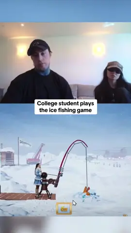 College student plays the ice fishing game #kickstreaming 
