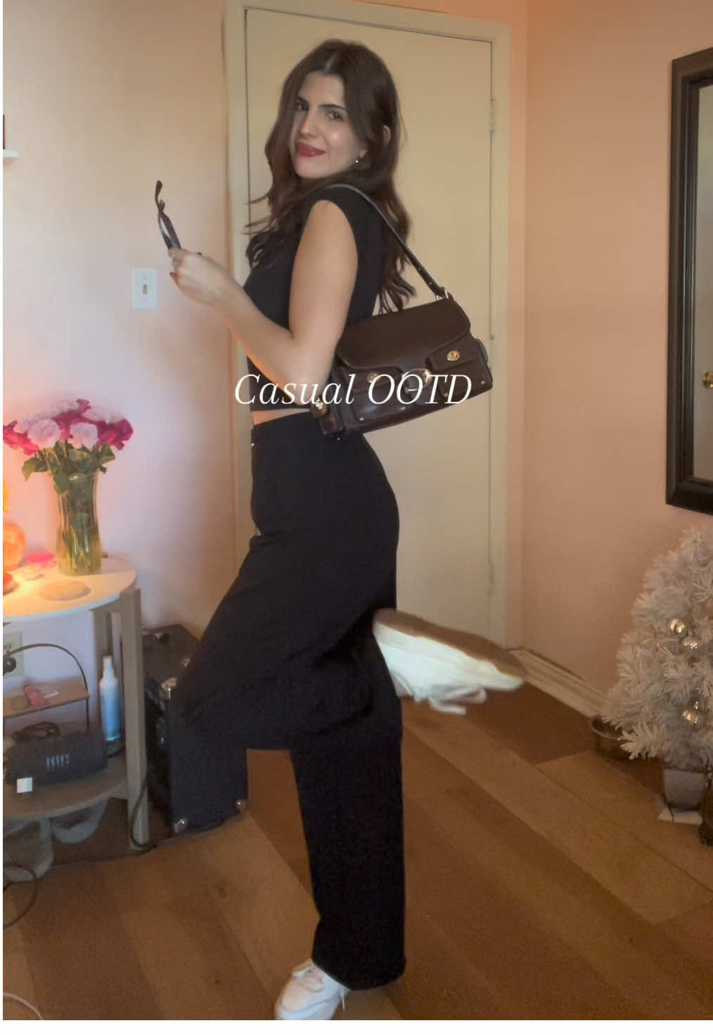 Outfit for a chill day ✨  Put together but super comfy and casual! #outfitinspo #casualoutfits #blackoutfit 