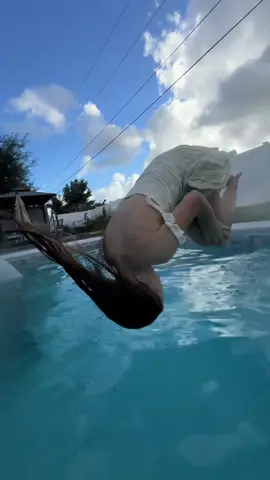 Might actually be the worst flip ever #swimming #tricks #pool #underwater #sundress  