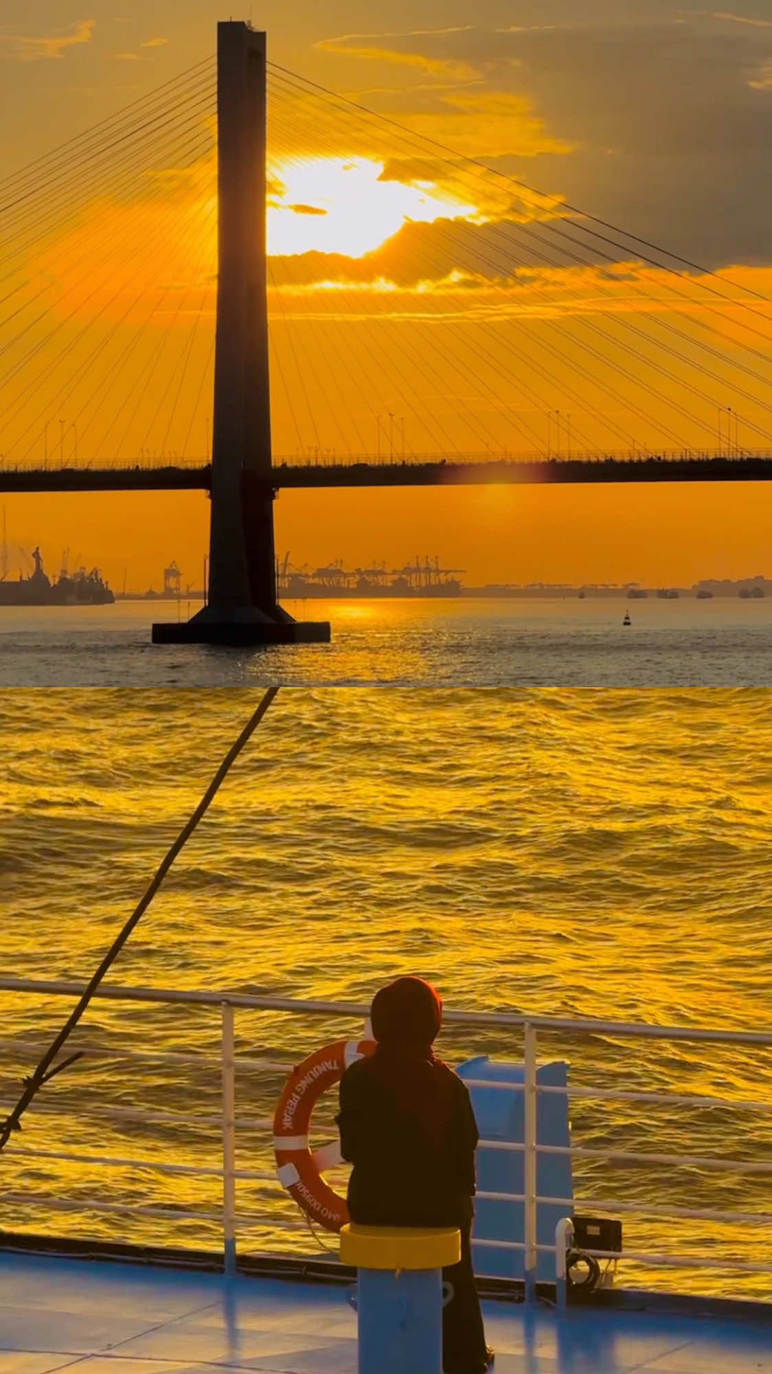 Sunset Jembatan Suramadu🥹 Lombok-Surabaya . . #jembatansuramadu #surabaya #madura #suramadu #suramadusurabayamadura 