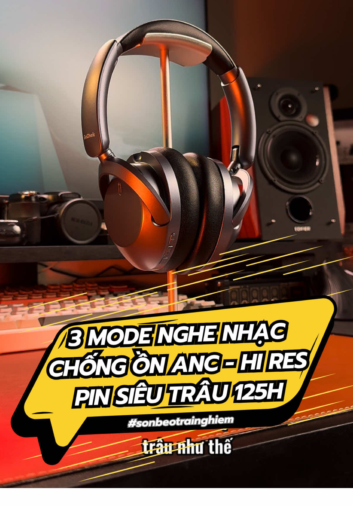 Pin cực kỳ trâu dùng cả tháng không phải sạc. Chất âm đỉnh hires audio 3 mode nghe nhạc. Xuyên âm, chống ồn chủ động anc. Gamemode chơi game độ trễ thấp và cắm dây không độ trễ. Kèm micro khử ồn cắm rời và túi đựng. Ngoại hình đậm chất tương lai cực kỳ đẹp. Quá ngon #sonbeotrainghiem #tainghechuptai #gochek #tainghechongon #tainghebluetooth 
