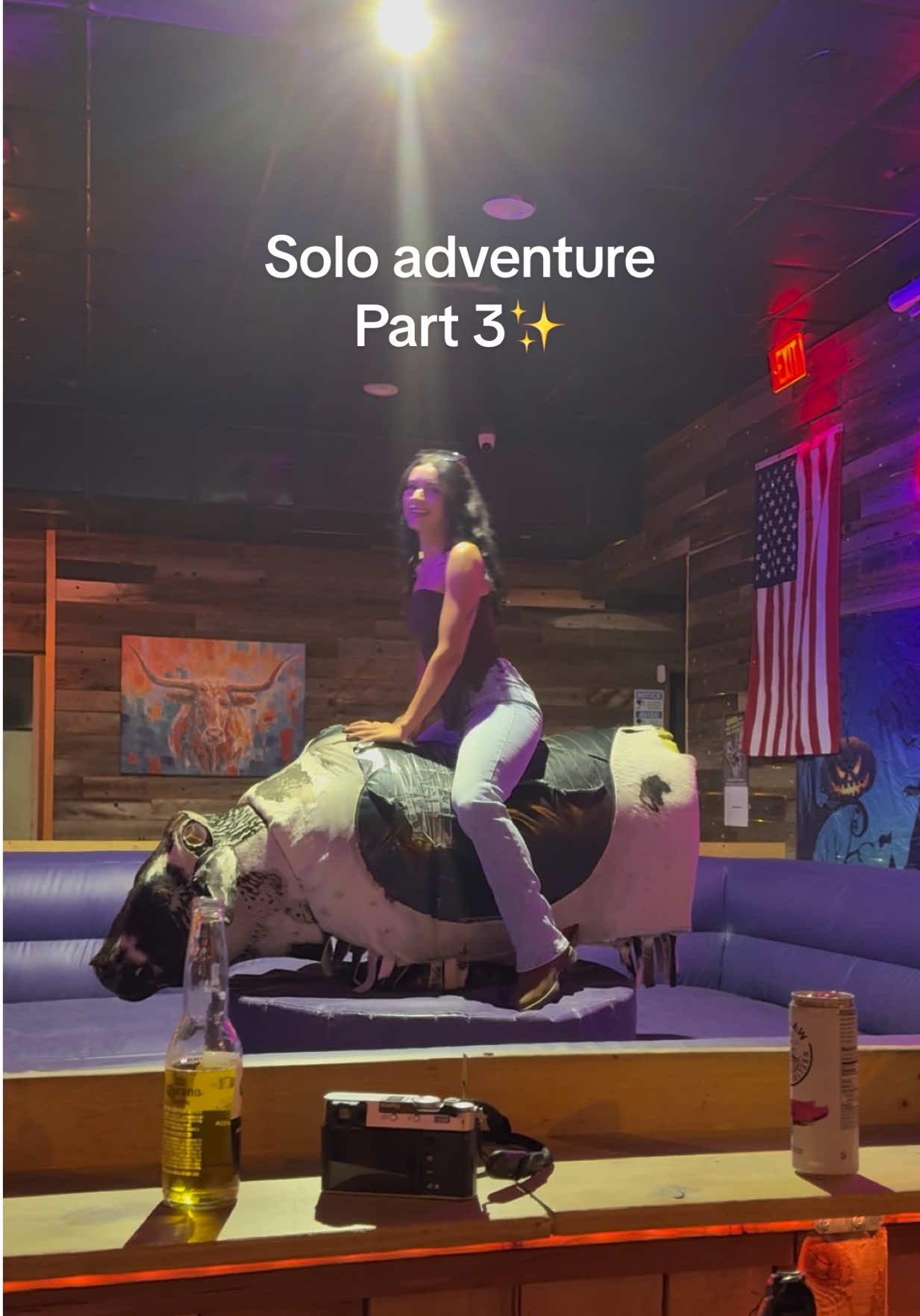 Honestly 10/10 night and I will be riding this bull again #solodate #soloadventure 