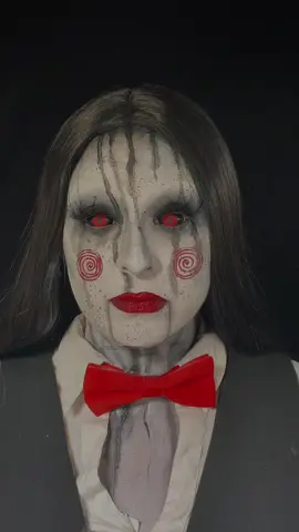 Fem Billy 🤭 #jigsaw #halloweenmakeup #billythepuppet #billybutglam #femjigsaw 