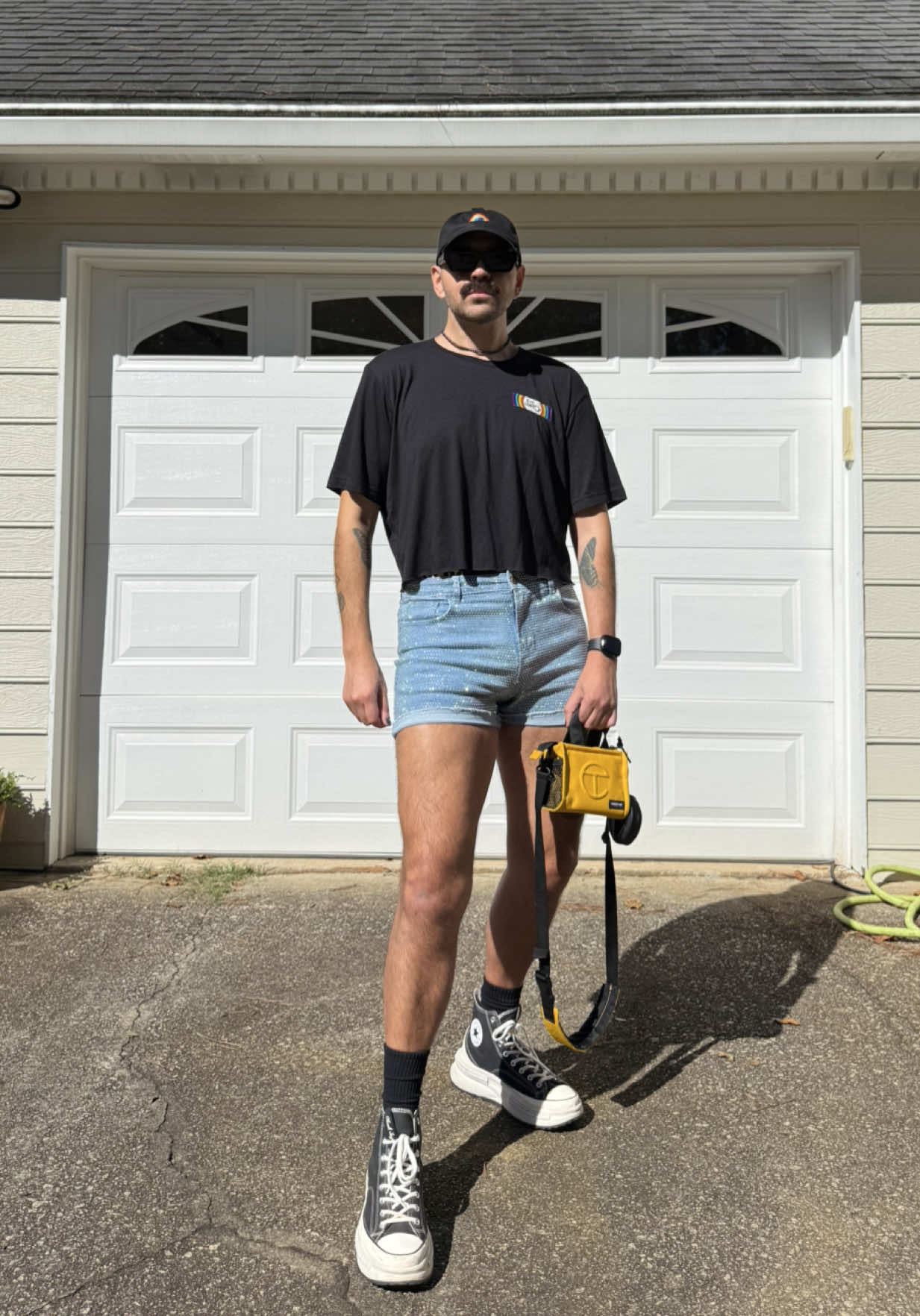 OOTD 🏳️‍🌈 Outfit for second day of Atlanta Pride.  Every pride I’m reminded why I love our communities so much. The amount of love and joy I got to feel with so many beautiful people is a gift.  Sending so much love to everyone in the lgbtq community and our ally’s I hope you all had a fun and safe Atlanta Pride. Now time to go twirl with my gays.  These rhinestone shorts I wore to Beyonce are so good I had to bring them back out for Pride.  #OOTD #fashion #lgbtq #queer #Pride 