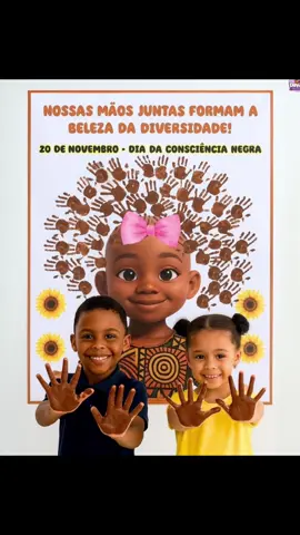 ✨✊🏿 Painel Interativo Consciência Negra ✊🏽✨ Transforme sua sala de aula em um espaço de reflexão e união com este painel colaborativo e lúdico! As crianças poderão carimbar suas mãozinhas coloridas, formando o cabelo da menina e criando um mural cheio de vida que valoriza a diversidade, a representatividade e o respeito às diferenças. 🌈🤲🏿🤲🏾🤲🏼 📌 Detalhes do produto: ✔ Tamanho: 0,76 x 1,08 m ✔ Arquivo em PDF (16 folhas A4) ✔ Fácil de imprimir e montar ✔ Ideal para murais escolares, atividades pedagógicas e projetos de conscientização 💡 Um recurso criativo e emocionante para trabalhar valores como empatia, igualdade e identidade cultural de forma participativa. 🖤 Valor: R$5,00 💸