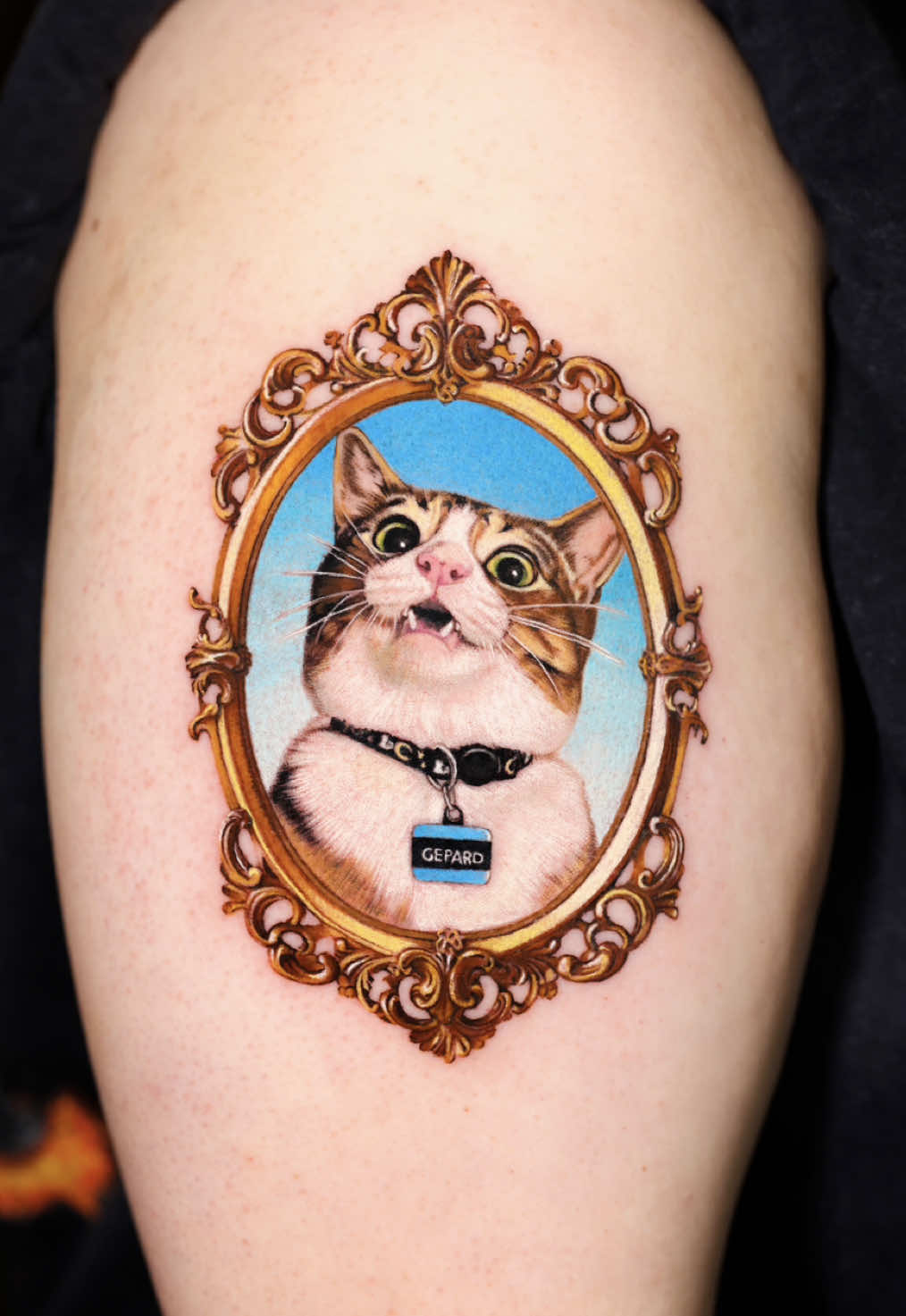 He always has his mouth open! how cute🥰 🇺🇸NYC Nov 24 - 28 Please follow the information in the highlights and send me an email if you would like to make an appointment. Thank you! #newyorktattoo #nyctattoo #cattattoo #pettattoo #realismtattoo 