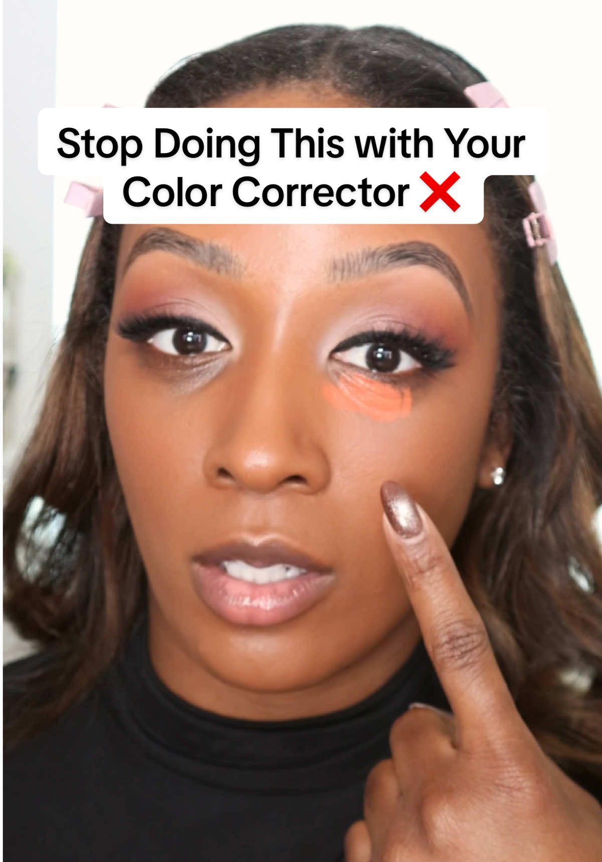 Using too much color corrector can actually make your concealer crease and look cakey 😳 Here’s the right way to hide dark circles naturally! #darkcircles #undereyecircles #concealerhack #makeuptutorial #makeupforbeginners 