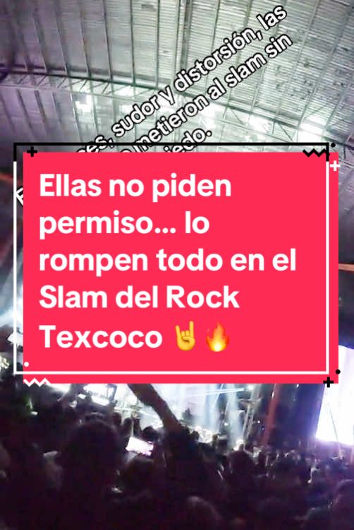 Entre luces, sudor y distorsión, las morritas se metieron al slam sin miedo. No para demostrar, sino para liberar. Cada empujón fue una respuesta al ruido que la vida les avienta, cada vuelta, una forma de decir “aquí estoy y también sé rugir”. Porque el rock no tiene género, tiene coraje… y hoy, ellas lo dejaron claro en Texcoco. 💀🎶 ⸻ #️</h>⃣ Hashtags: <h id=