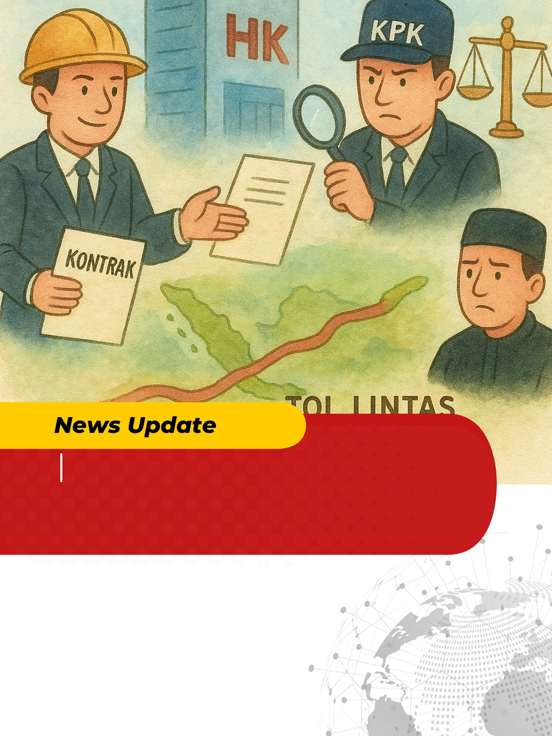 Dalam kasus dugaan korupsi pengadaan lahan proyek Jalan Tol Trans Sumatera (JTTS) tahun anggaran 2018–2020, KPK telah menetapkan tiga orang dan satu korporasi sebagai tersangka: Bintang Perbowo (mantan Direktur Utama PT Hutama Karya), M. Rizal Sutjipto (mantan Kepala Divisi HK), serta Iskandar Zulkarnaen (Komisaris PT Sanitarindo Tangsel Jaya / STJ). PT STJ juga ditetapkan sebagai tersangka korporasi, meskipun penyidikan terhadap Iskandar dihentikan karena yang bersangkutan telah meninggal dunia.  Menurut perhitungan Badan Pengawasan Keuangan dan Pembangunan (BPKP), kerugian negara dalam kasus ini mencapai Rp205,14 miliar. Rinciannya: Rp133,73 miliar untuk pembayaran lahan di Bakauheni kepada PT STJ, dan Rp71,41 miliar untuk pembelian lahan di Kalianda, Lampung.  KPK kini memperdalam penyidikan terhadap proses awal jual beli lahan itu, terutama dugaan bahwa para tersangka telah mengkondisikan transaksi sejak awal agar lahan bisa dijual ke Hutama Karya dengan keuntungan yang tidak wajar. Beberapa saksi, antara lain notaris Rudi Hartono dan staf-stafnya, telah diperiksa untuk mengungkap alur transaksi tersebut. #KPK #KorupsiTolTransSumatera #BeritaTerkini #KasusKorupsi #BeritaNasional #TolTransSumatera #BreakingNews #BeritaViral #IndonesiaUpdate #BeritaHariIni