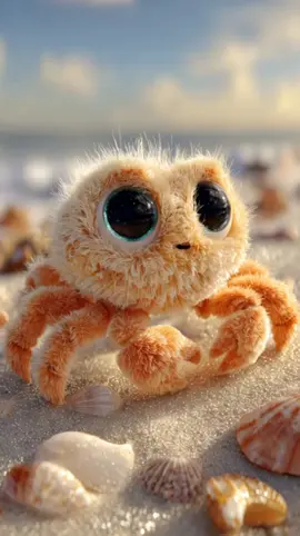 This fluffy little crab just found a heart-shaped shell 🐚💛 How can something be this cute?! ✨🥹 #cute #cuteanimals #fluffyfriends #crab #adorable