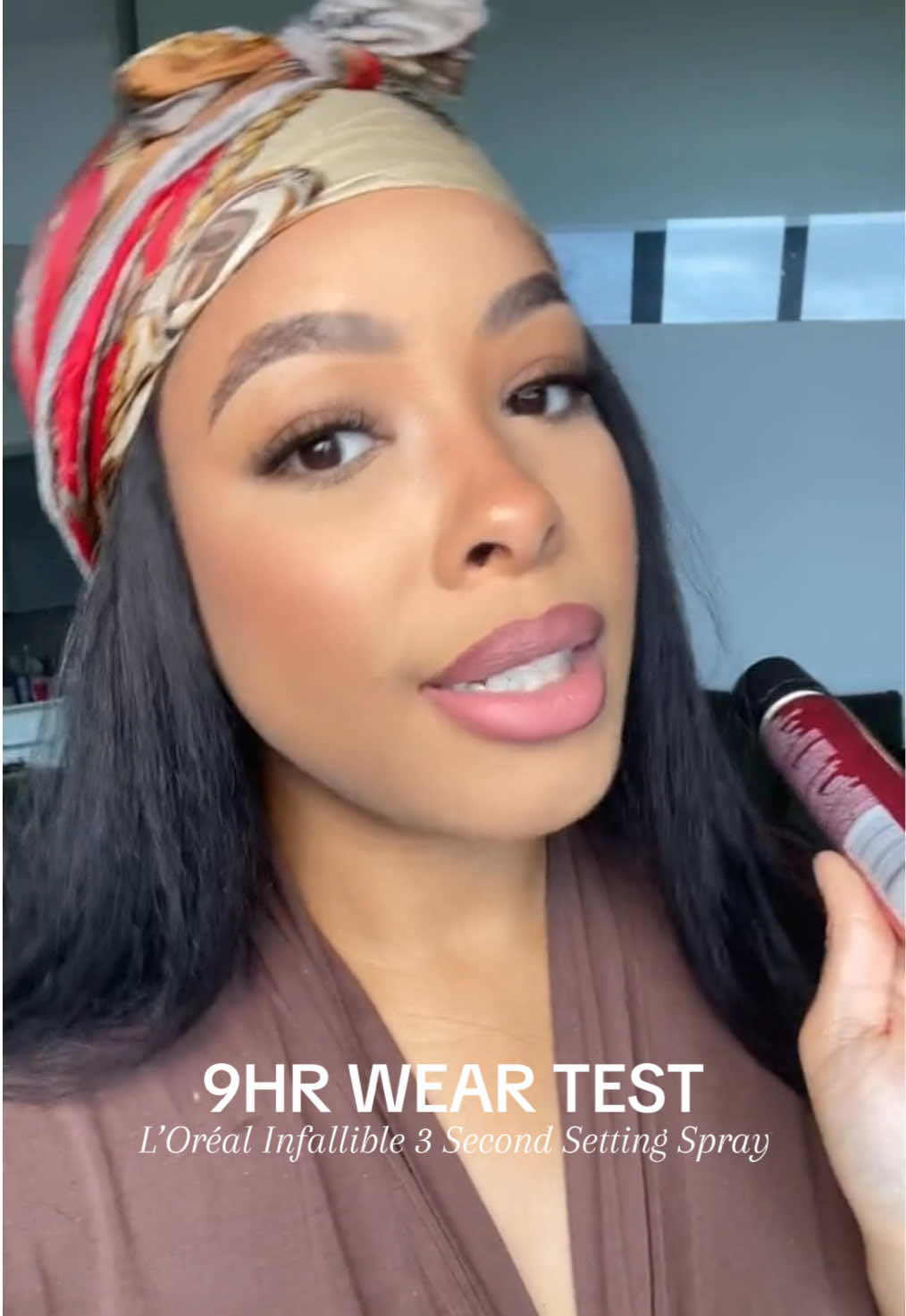 9 hours later! Okkkk @loréal paris usa 🤏🏽😍 the infalliable 3 second setting spray is TEA!  #weartest #longwearmakeup #settingspray #settingspray #makeupforblackwomen #lorealparis #missalanablack 