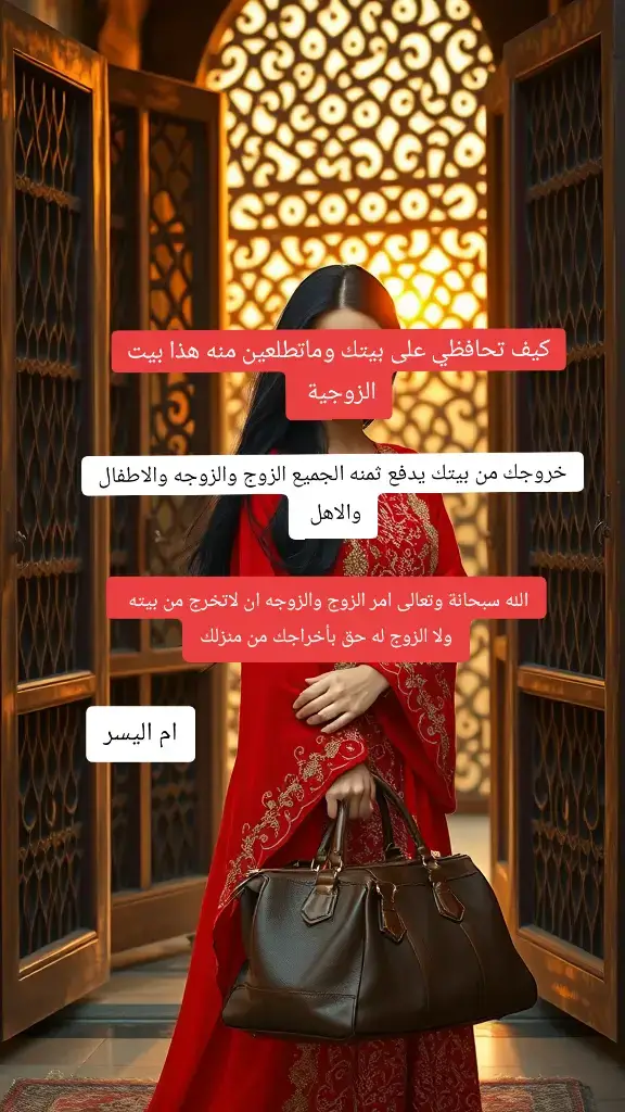 الله امر الزوج بعدم اخراج الزوجه من بيتها وامر الزوجة بعد الخروج من منزلها  #توجيهات_ام_اليسر #اكسبلورexplore❥🕊 #ام_اليسر #tiktoklongs #for 