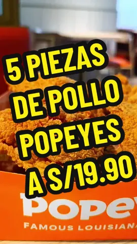 5 piezas de pollo POPEYES a S/ 19.90 ‼️ También +5 soles le agregas una papa cajún familiar. Esta oferta será válida este Lunes 13 de Octubre del 2025 a nivel nacional durante todo el día hasta agotar stock.  Aplican TyC. La Promoción contiene 5 piezas de pollo a S/ 19.90. Promoción válida solo por el lunes 13 de octubre de 2025. Válido en todas las tiendas a nivel nacional. No válido para web ni call center. Válido 1 promoción por persona. Sujeto a disponibilidad, stock limitado, sujeto a cambios sin previo aviso. Las piezas de pollo son combinadas, según disponibilidad de la tienda. No acumulable con otras promociones. Imágenes referenciales. EP DE FRANQUICIAS S.A.C. RUC: 20545699126. #popeyes #pollofrito #ofertas #descuentos #ahorro 