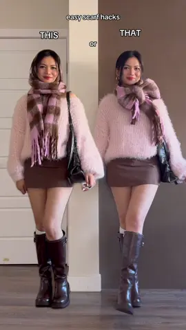 this or that? #falloutfits #outfitideas #fashionhacks #scarf 