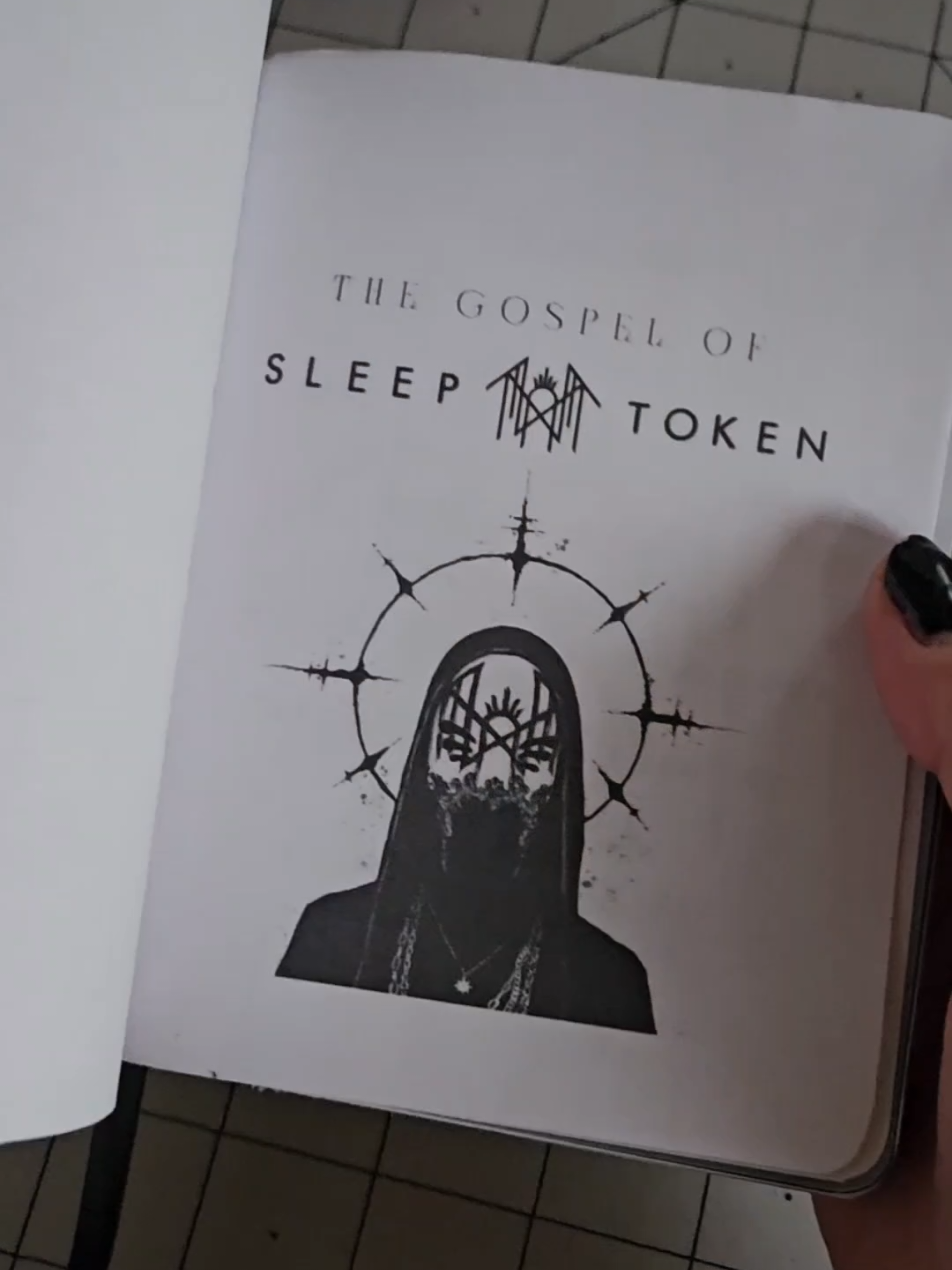 Welp I had to do it ofc... a Sleep Token lyric book - bible edition.  Worship 🖤🗡🌸🪶 Front page Vessel art by astrosguts on Reddit.  For personal use only. Not for sale.  #sleeptoken #bookbinding 