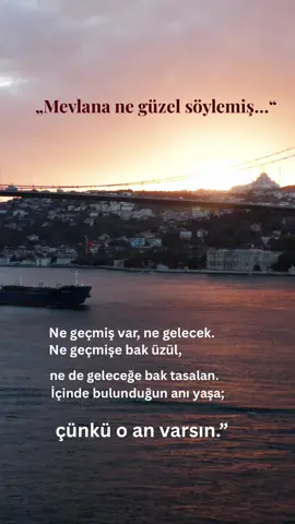 Bazen sadece anı yaşamak gerekir… Ne geçmiş, ne gelecek… Sadece şimdi.  #mev#mevlanai#şiirsesiı#anıyasar#derinözlüsözlerzurunruhu  