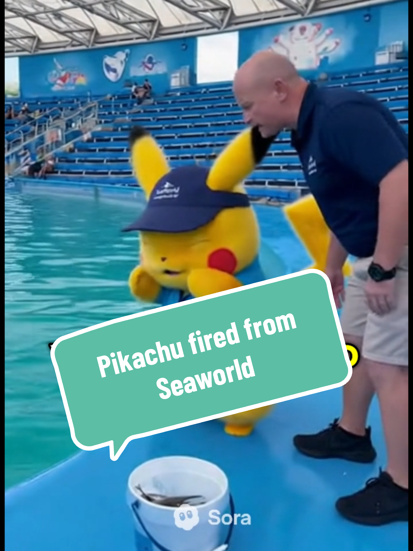 Pikachu gets fired from Seaworld #pikachu #sora2 #seaworld #fyp 