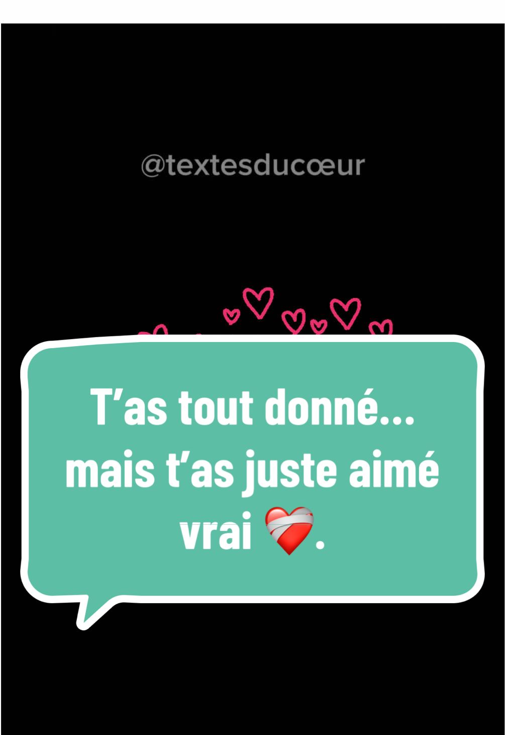 Il y a des amours où t’as tout donné… tout ton temps, ton énergie, ton cœur. Et pourtant, ça n’a pas suffi. Mais aimer, ce n’est pas perdre. Aimer, c’est oser être vrai, même quand ça te coûte. Ce texte, c’est pour ceux qui ont aimé fort, pour ceux qui ont tout donné sans calculer, et qui apprennent aujourd’hui à se redonner à eux-mêmes. 🤍 Si tu comprends ce texte, partage-le. Quelqu’un a sûrement besoin de l’entendre ce soir. #textesducoeur #amourveritable #relation #toutdonner #sentiments