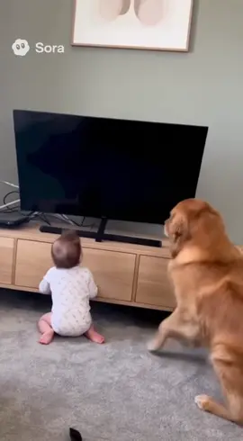 Dog Safes Child from falling TV! 🙌🏼 #dogs #goldenretriever #fyp #doggy #viral 