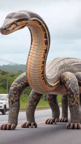 Giant Anaconda mutant has grown legs and is stomping down a highway. Locals panic as law enforcement struggle to deal with the situation. #ViralSighting #UnexplainedFootage #giantsnake #aivideo #anaconda 