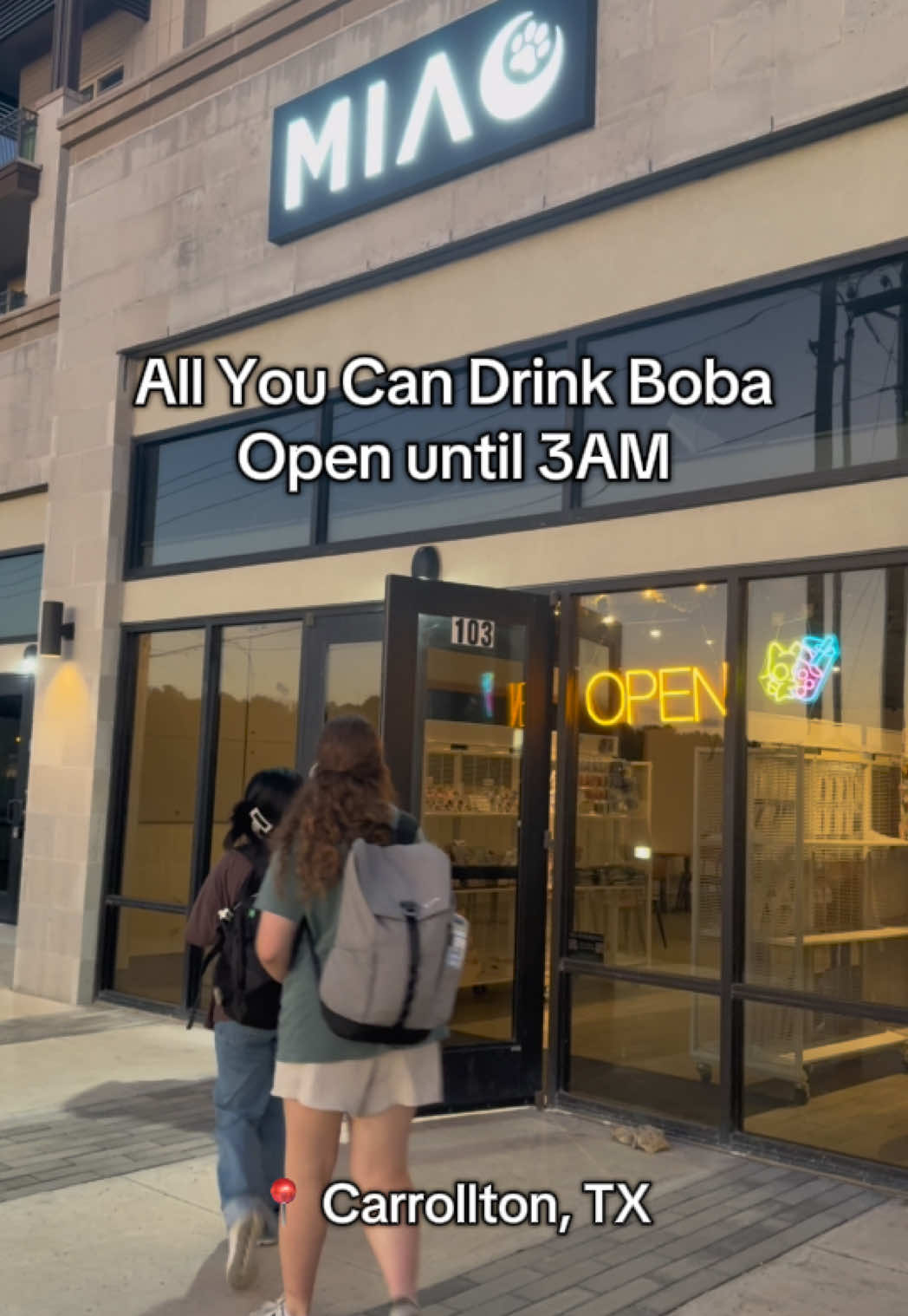 Not sponsored‼️ I just had a great first experience at @miao.carrollton and wanted to share this late night study spot! $20 for one person and every extra person is $1. Get 25% off when you post abt them on Instagram ❤️ #utd #boba #dfw #carrolltontx #latenight 