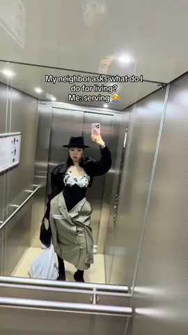 What do I do for living? Serve all the time 😌 #ootw #elevatorchallenge #fitcheck 