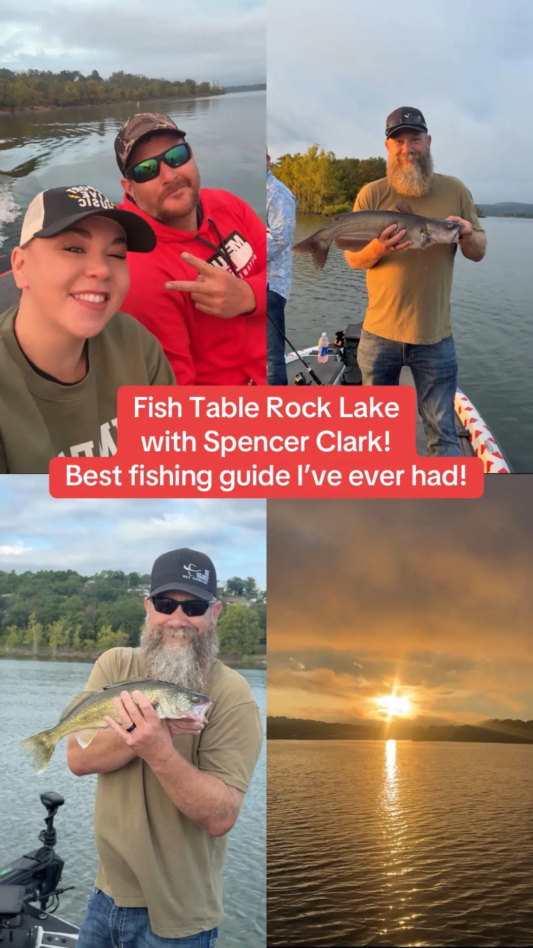 You don’t need luck to catch fish on Table Rock Lake. You just need Spencer Clark! 🎣 He baits the hook, nets the fish, cleans them, and even takes your pictures. Easily one of the best mornings we’ve had in Branson! 🌤️🐟