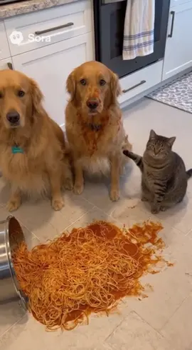 Snitches get stitches #fyp #catsoftiktok #cats #goldenretriever #comedy