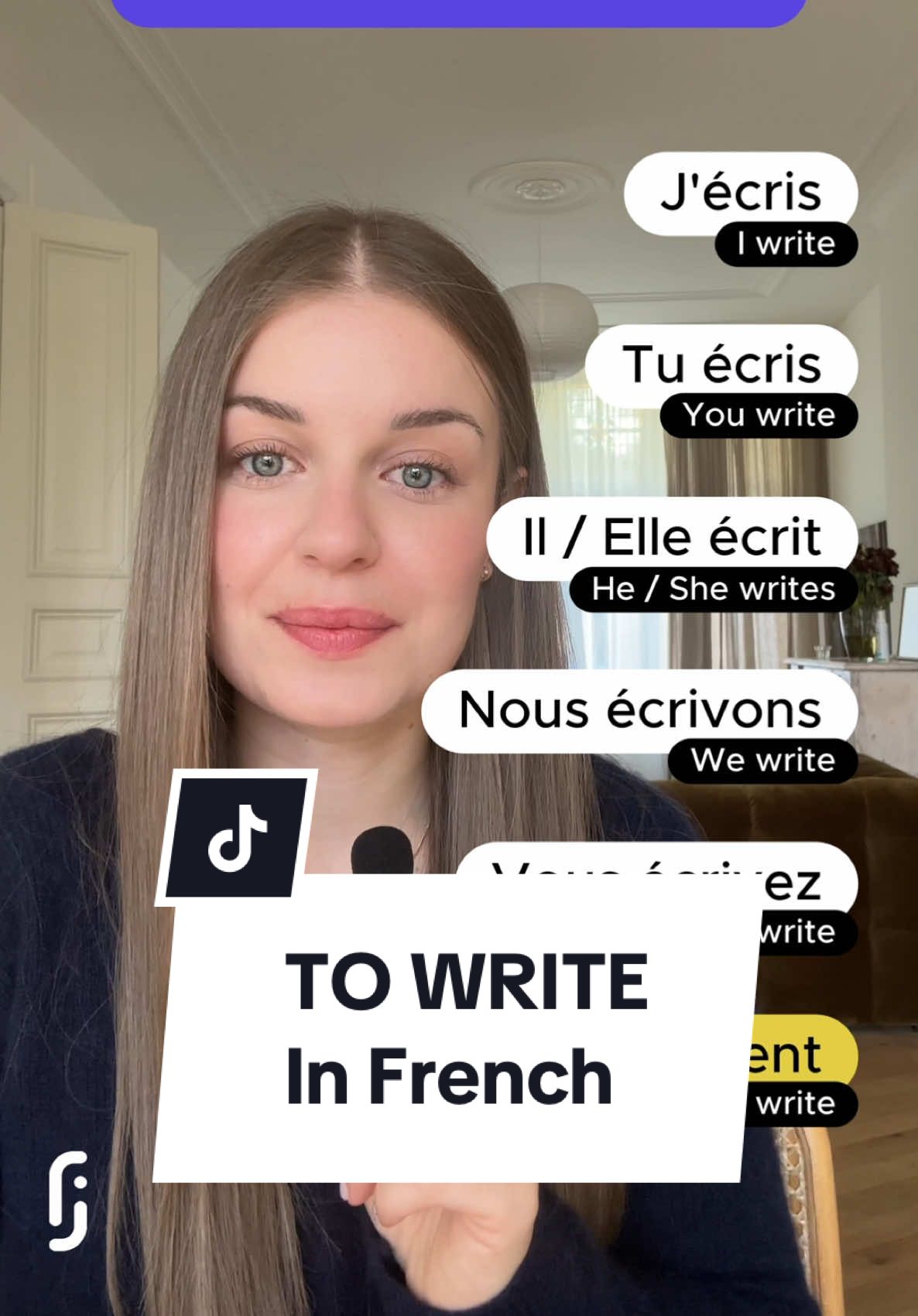 🇫🇷 écrire = 🇬🇧 to write // Present tense #frenchverbs #learnfrench #frenchpronunciation #LanguageLearning #frenchgrammar 