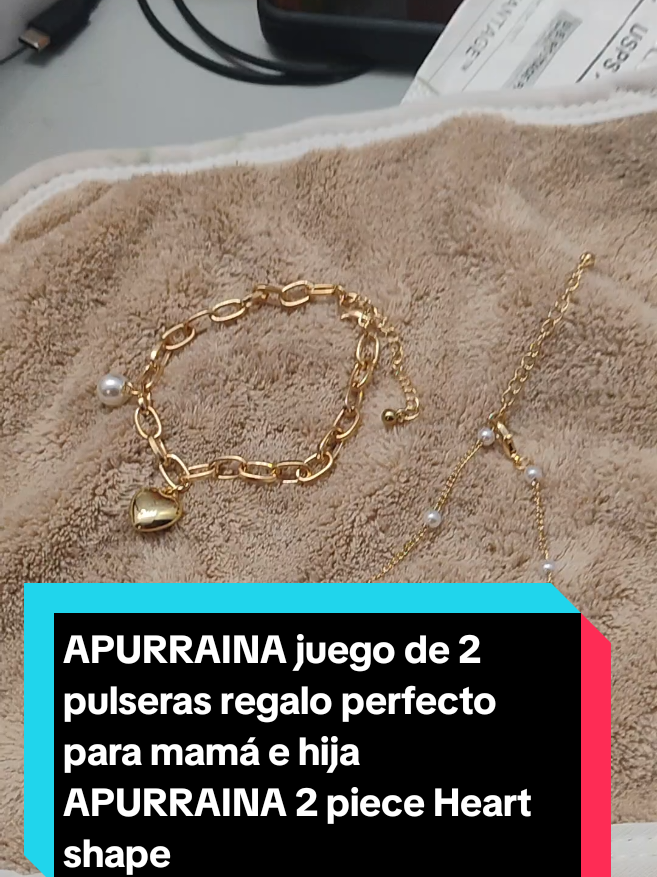 APURRAINA juego de dos pulseras con colgante en forma de corazón para niñas joyería hecha a mano con un elegante diseño de dijes regalo perfecto para mamá e hija APURRAINA 2 piece Heart shape#viral #product #ventas #tiktokshop #creatorsearchinsights 