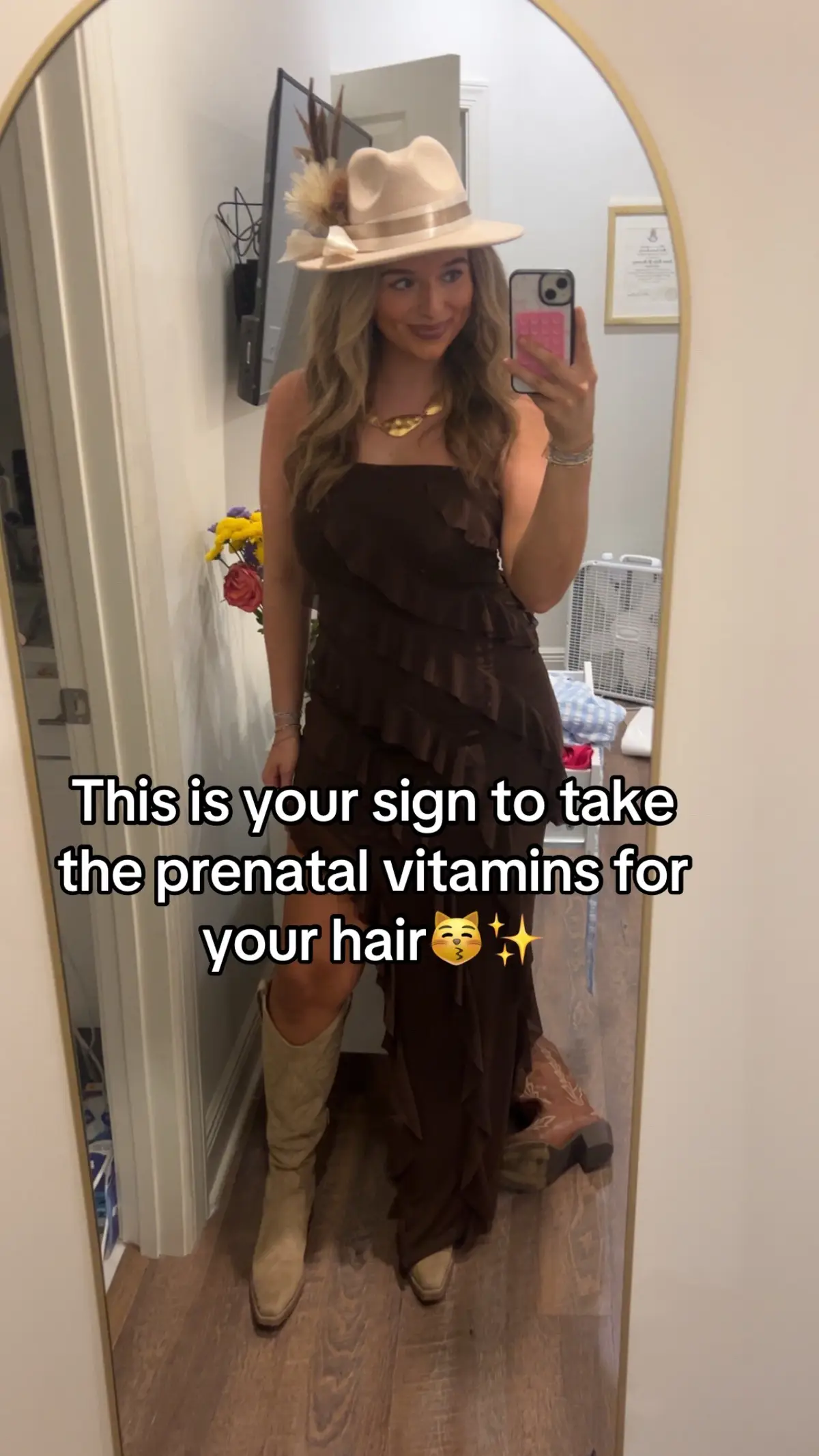 Okay for someone who’s hair used to never grow this is AMAZING. #hairgrowth #hairgrowthtips #hairjourney #hairgrowthjourney #prenatal 