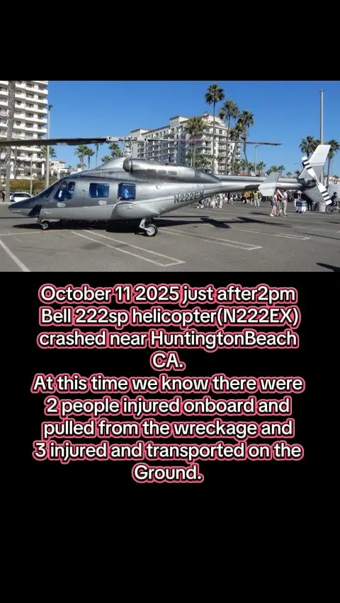 The crash occurred just after 2 p.m. on Saturday, near the Cars ‘N Copters on the Coast event, in close proximity to the Waterfront Beach Resort and the Hyatt Regency Huntington Beach. According to Huntington Beach Police Department spokesperson Corbin Carson, five individuals were transported to local hospitals following the incident. Their current conditions have not been disclosed. At this time, the two people who were in the helicopter have been safely pulled from the wreckage, and three people on the street have sustained injuries. All five individuals were transported to the hospital for treatment.#foryoupage #huningtonbeach #helicopter #crash #prayer 