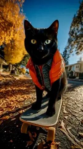 #พักเต้นมาเล่นสเก็ตบอร์ด​ดีกว่า #ซี​อิ๊ว​แมวดำ​เถื่อน​ของฉัน #สร้าง​ด้วย​AI