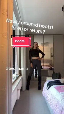 Some boots I had ordered online arrived while I was in Madrid. Shall I keep yes or no? #womenover50 #styleinspo #OOTD #boots 