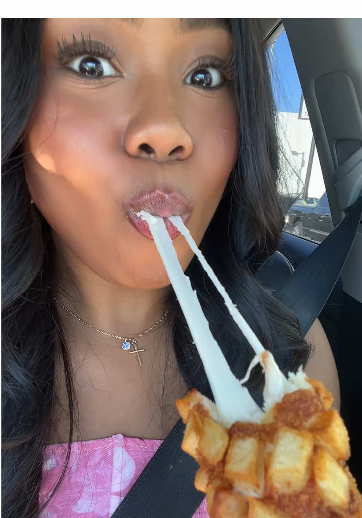 Rate my Korean corn dog cheese pull from 1-10⁉️ #cheesepull #koreancorndog #cheese #relatable 