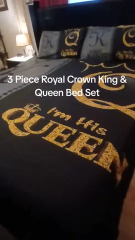 This 3 piece royal crown king &queen bedding set is so beautiful and must buy#tiktokshop #bedding #beddingsets #bedroom #bed 