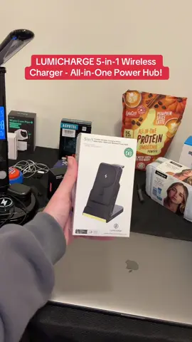Charge everything at once! This 5-in-1 wireless charger powers your phone, Apple Watch, and AirPods simultaneously + works as a portable power bank! #WirelessCharger #TechGadgets #DeskAccessories #PowerBank #tiktokshopfalldealsforyou 