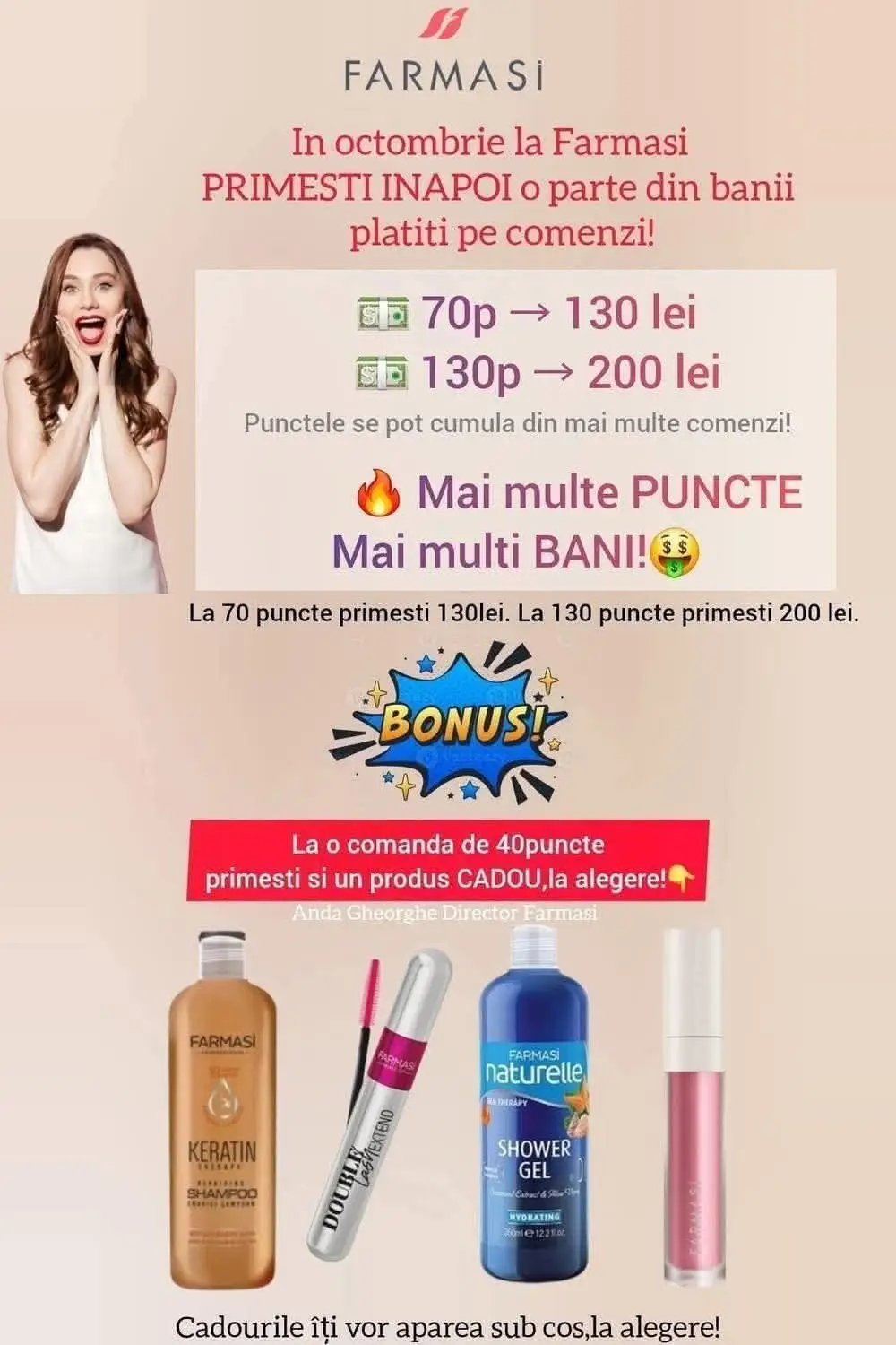 🔥 În OCTOMBRIE scriem povești NOI de SUCCES la FARMASI! 🔥 Vrei să câștigi bani înapoi din comenzile tale, să primești CADOURI și să te bucuri de produse minunate? 💄💰 Acum e momentul perfect să intri în echipa mea și să începi și tu! ✨ La 70 puncte – primești 130 lei ✨ La 130 puncte – primești 200 lei 💥 Plus, la fiecare comandă de 40 puncte – primești un produs CADOU, la alegere! ➡️ Mai multe puncte = mai mulți bani! ➡️ Mai multe comenzi = mai multe recompense! Dacă îți dorești independență financiară, un venit suplimentar și o comunitate care te susține – vino alături de mine în echipa Farmasi! ❤️ Lucrăm online, de oriunde, în ritmul tău, cu rezultate reale! 🚀 https://www.farmasi.ro/rom0087539/register/beautyinfluencer Scrie-mi „VREAU ȘI EU” și te învăț pas cu pas cum să transformi o simplă pasiune într-o sursă de venit constant! 💎 #octoberfarmasi #fiimotivat #afacereata #femeieindependenta #banicash 