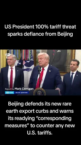 US President 100% tariff threat sparks defiance from Beijing #trending #foryoupage #tiktok #foryou #fyp 