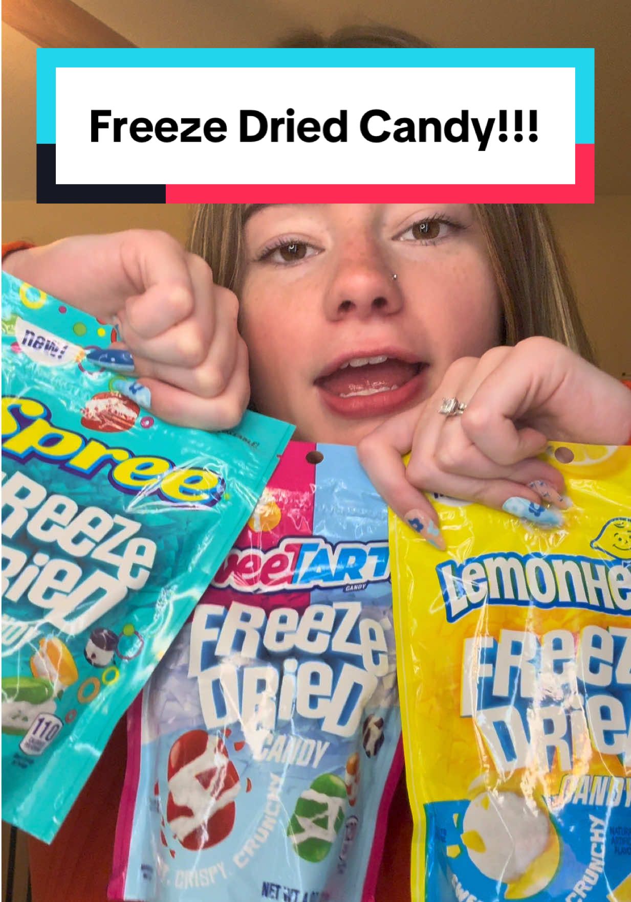 trying freeze dried spree, sweetarts, and lemonheads!!!🍋🌈 #freezedriedcandy #tastetest #candy #review #tryingcandy