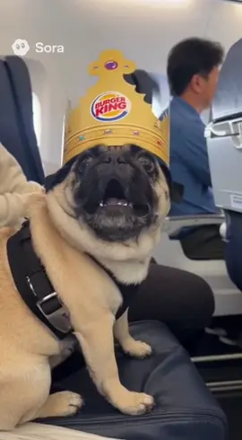 Crazy pug on plane#sora #plane #burgerking #fyp #viral