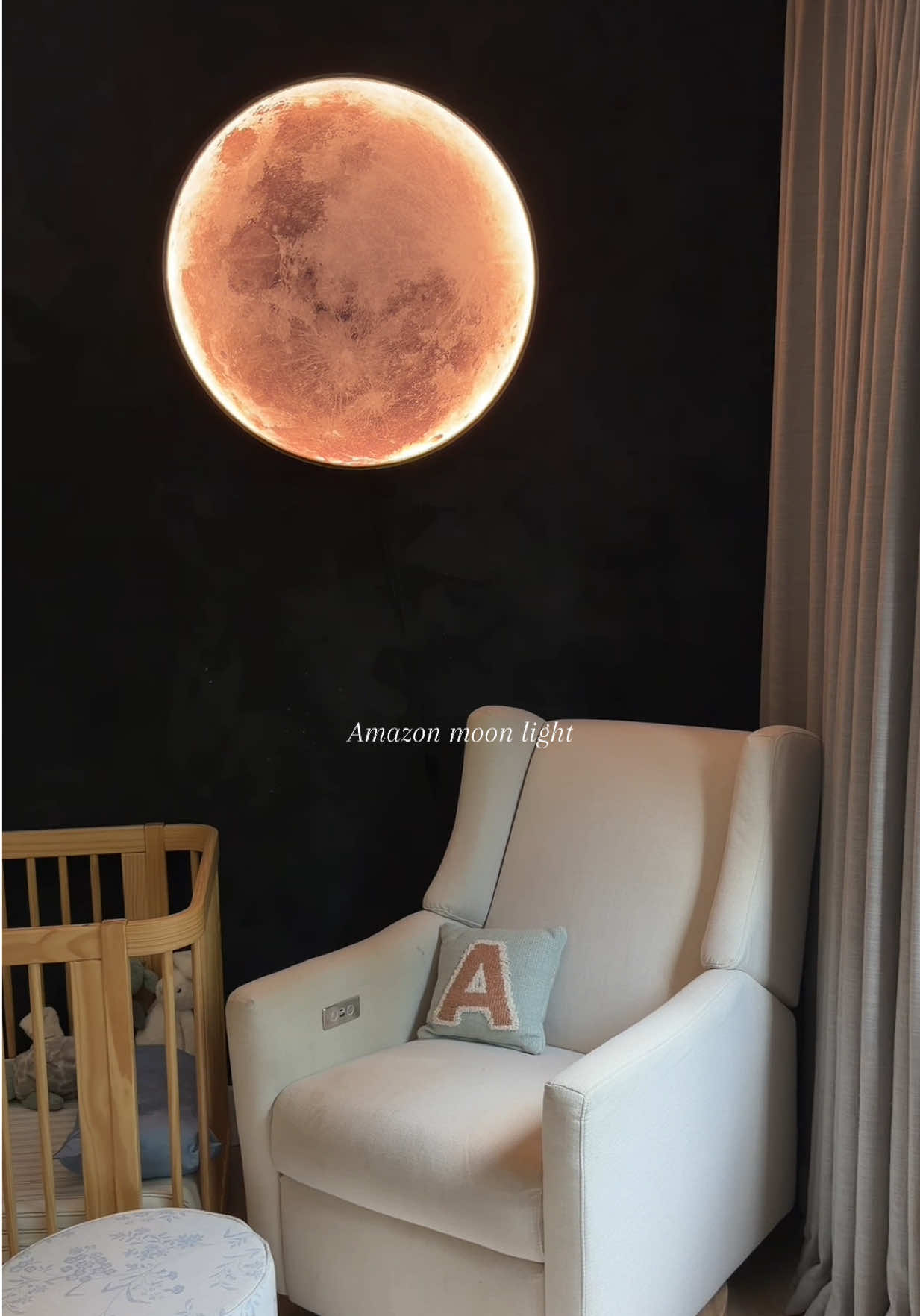 Amazon Moon Light in my storefront under “toddler finds” - We use this every night for reading and bedtime routines. Love that it comes with a remote so I can change both brightness and color temperature depending on the mood. Cozy, functional, and makes the whole routine easier. #nursery #moonlight #momlife #kidsroom 