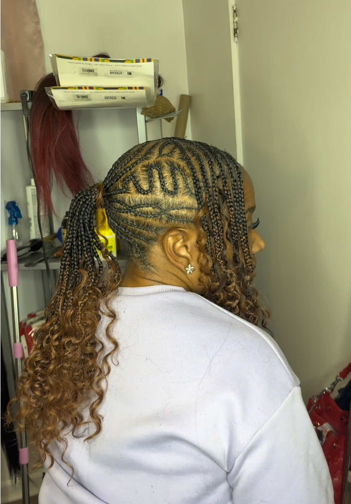 freestyle pony on my mommy ☺️💗 love it!!! #freestylebraids #feedins #fyp #braidtiktok #michiganbraider 